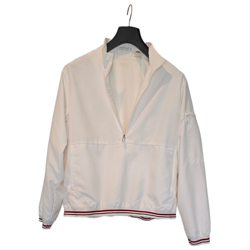 Lizgolf Liz Claiborne Womens White Quarter Zip Mesh Lined Windbreaker Jacket M